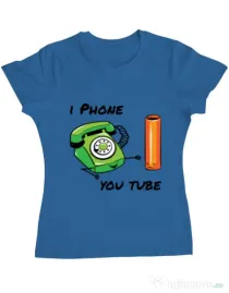 Tricou ADLER dama Iphone youtube Albastru azuriu