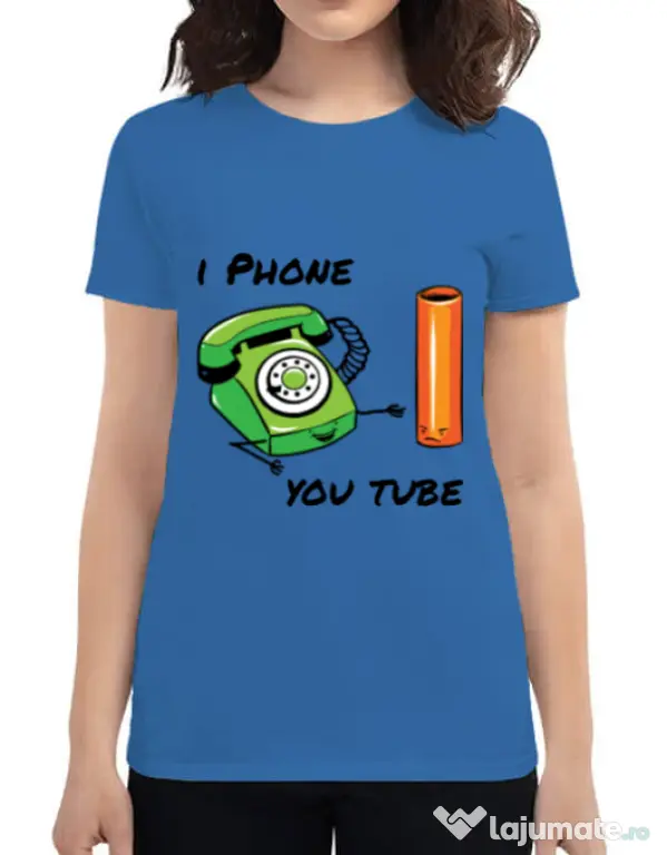 Tricou ADLER dama Iphone youtube Albastru azuriu
