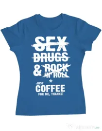 Tricou ADLER dama Just coffee for me Albastru azuriu
