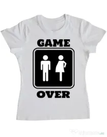 Tricou ADLER dama Game over pregnant Alb