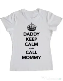 Tricou ADLER dama Daddy keep calm Alb
