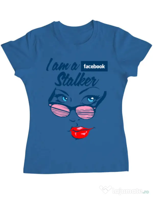 Tricou ADLER dama Facebook stalker Albastru azuriu