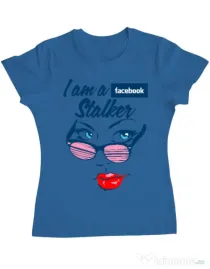 Tricou ADLER dama Facebook stalker Albastru azuriu