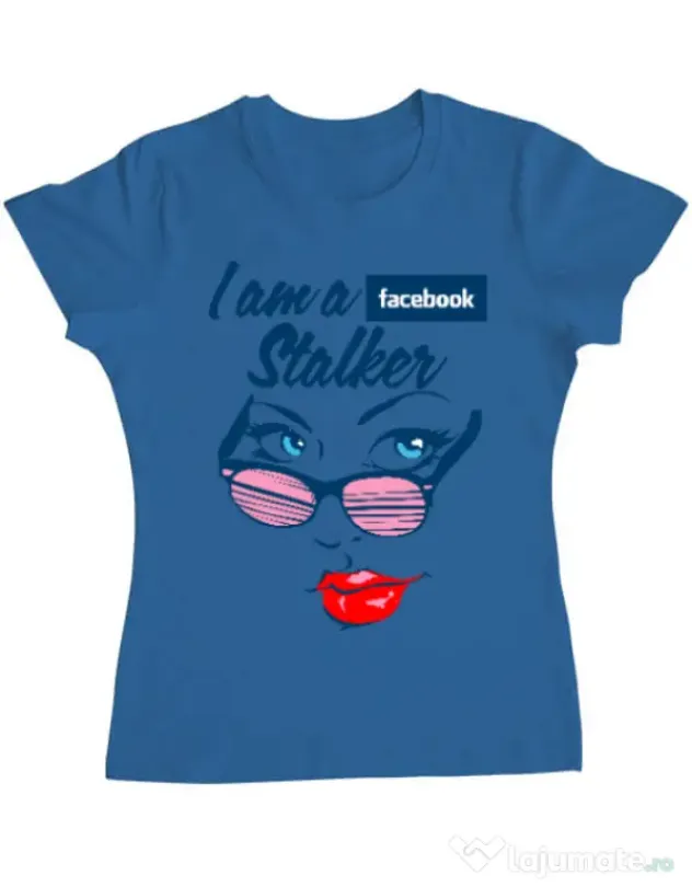 Tricou ADLER dama Facebook stalker Albastru azuriu