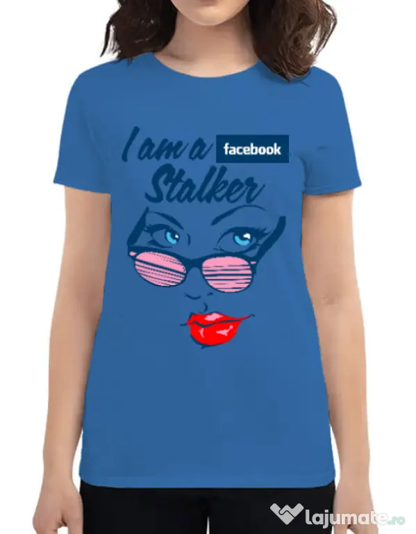 Tricou ADLER dama Facebook stalker Albastru azuriu