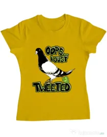 Tricou ADLER dama I just tweeted Galben