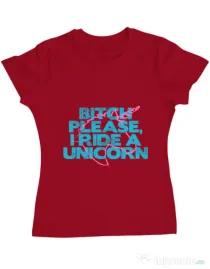 Tricou ADLER dama I ride a unicorn Rosu