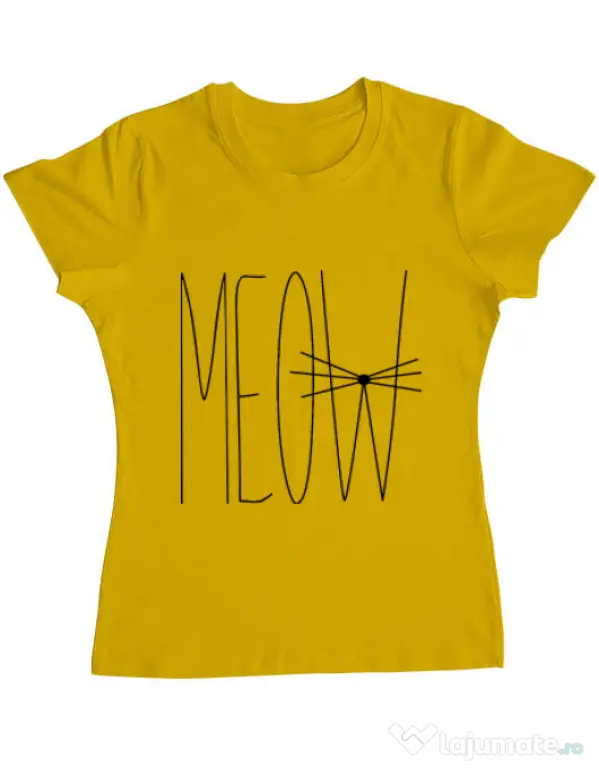 Tricou ADLER dama I am a cat Galben