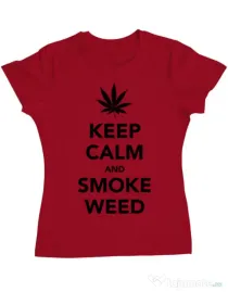 Tricou ADLER dama Smoke weed Rosu