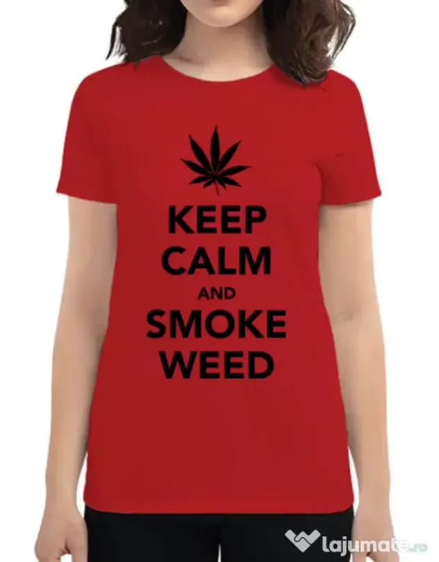 Tricou ADLER dama Smoke weed Rosu