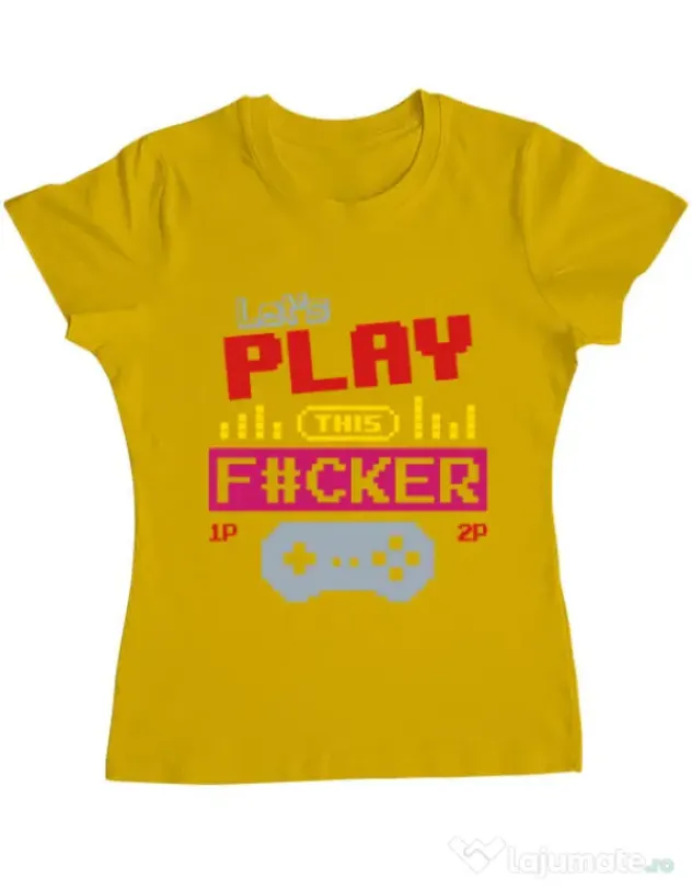 Tricou ADLER dama Lets play this Galben