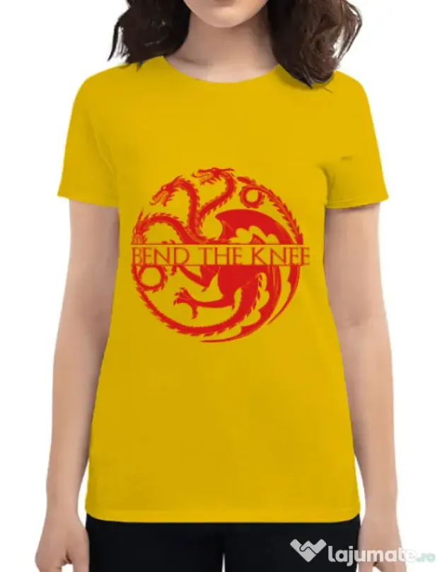 Tricou ADLER dama Bend the knee Galben