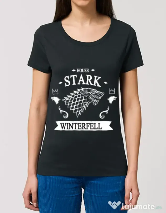 Tricou STANLEY STELLA dama House Stark Negru