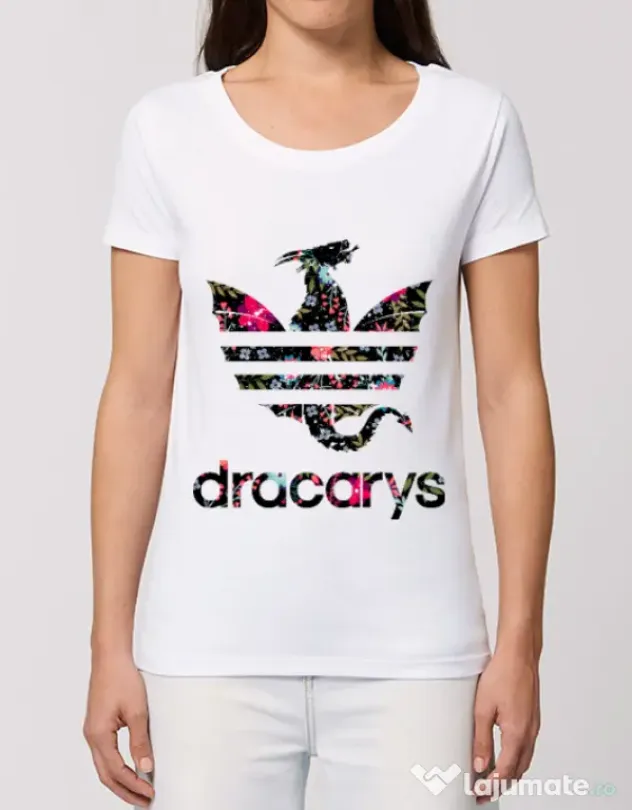 Tricou STANLEY STELLA dama Flower dracarys Alb