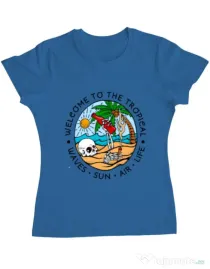 Tricou ADLER dama Welcome to the tropical Albastru azuriu