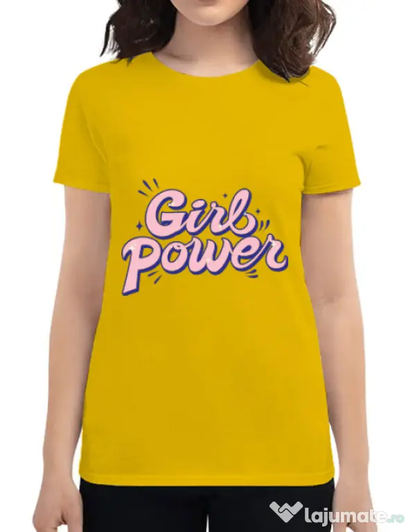 Tricou ADLER dama Girl power Galben