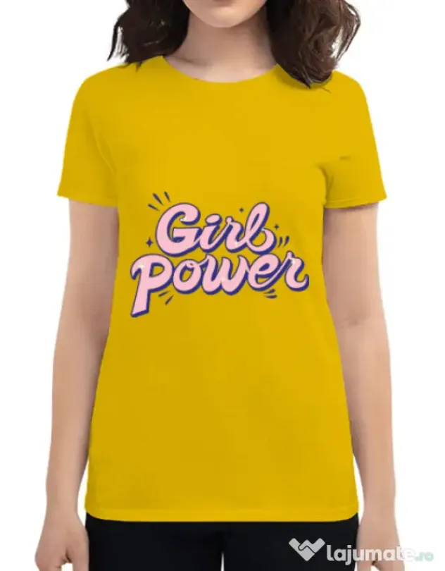 Tricou ADLER dama Girl power Galben