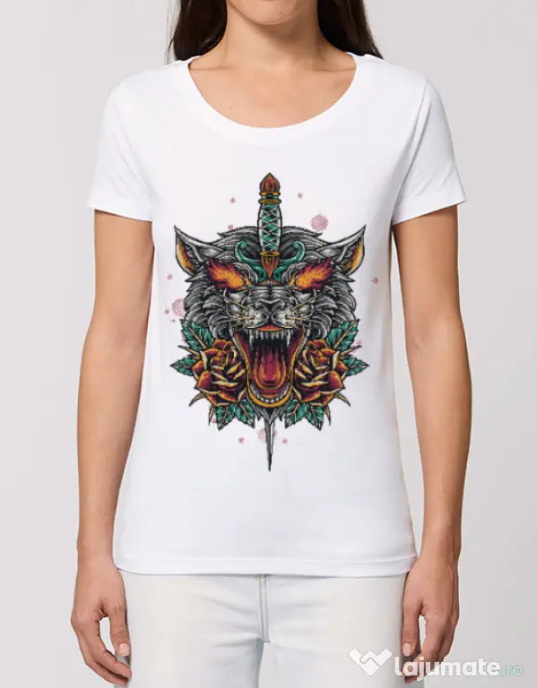 Tricou STANLEY STELLA dama Stabbed wolf Alb