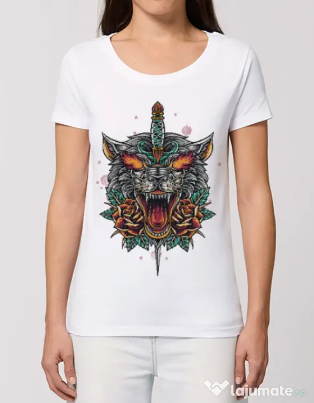 Tricou STANLEY STELLA dama Stabbed wolf Alb
