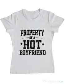 Tricou ADLER dama Property of a hot boyfriend Alb