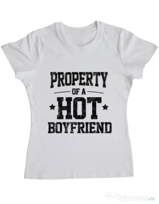 Tricou ADLER dama Property of a hot boyfriend Alb