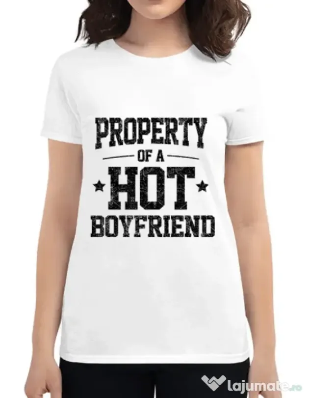 Tricou ADLER dama Property of a hot boyfriend Alb