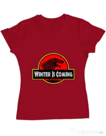 Tricou ADLER dama Jurassic winter Rosu