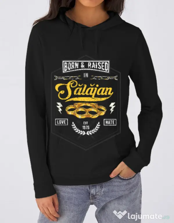 Hoodie dama cu gluga Salajan Negru