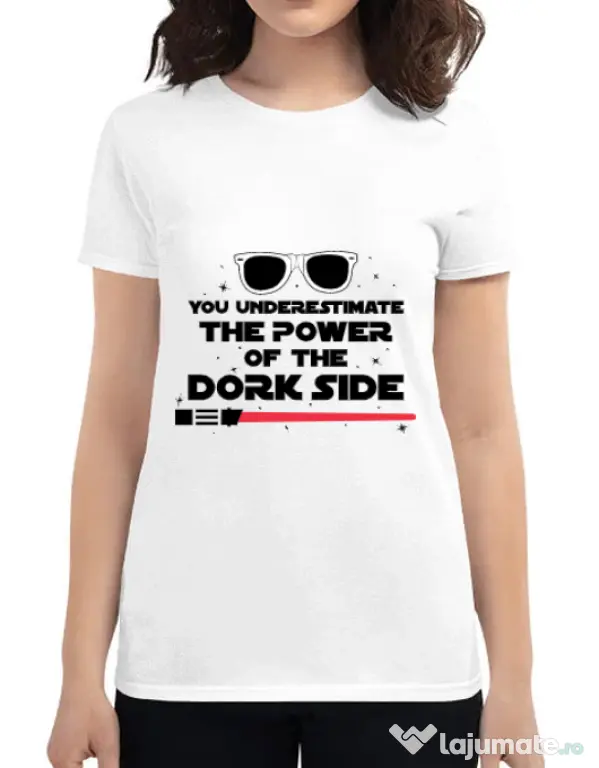 Tricou ADLER dama The power of the dork side Alb