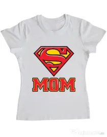 Tricou ADLER dama Super mom Alb