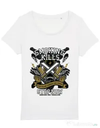 Tricou STANLEY STELLA dama Smoking Kills Alb