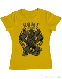 Tricou ADLER dama Home Is Where Galben