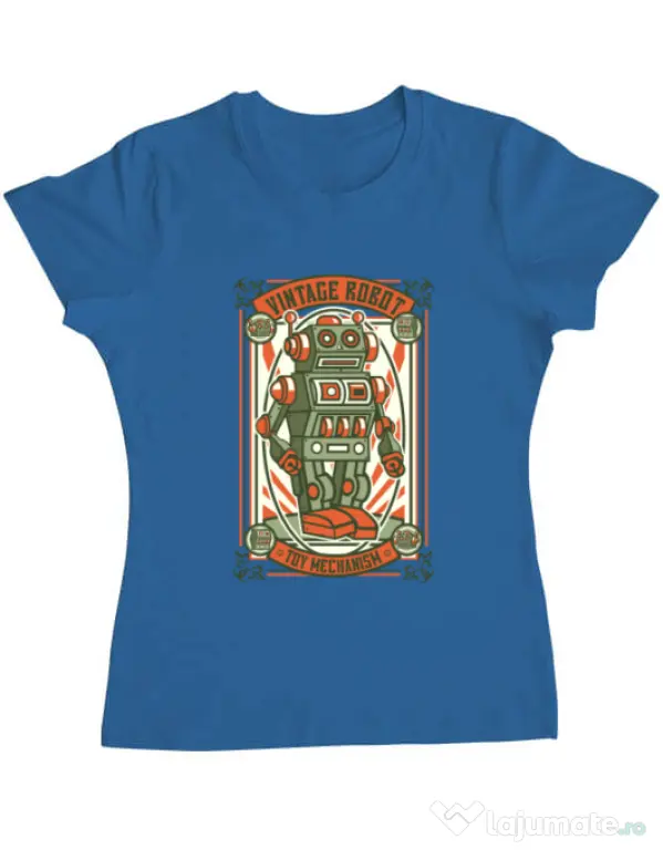 Tricou ADLER dama Vintage Robot Albastru azuriu