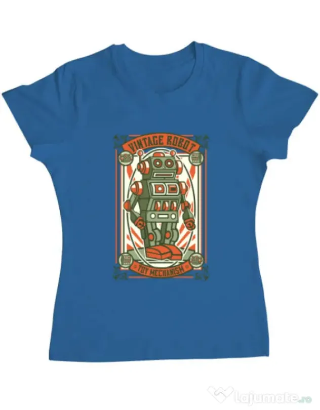 Tricou ADLER dama Vintage Robot Albastru azuriu