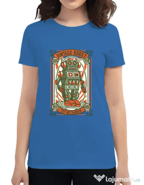 Tricou ADLER dama Vintage Robot Albastru azuriu