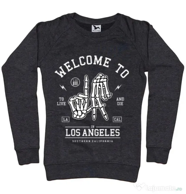 Bluza ADLER dama Welcome To L.A Negru melanj