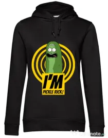 Hoodie dama cu gluga I'm pickle Rick! Negru