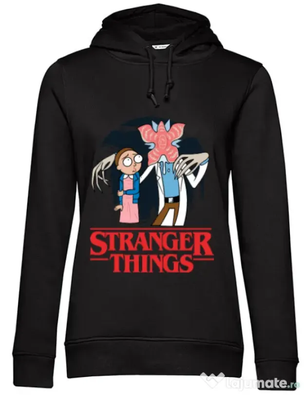 Hoodie dama cu gluga Stranger Ricks Negru