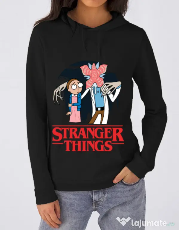 Hoodie dama cu gluga Stranger Ricks Negru