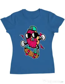 Tricou ADLER dama Donut skater Albastru azuriu