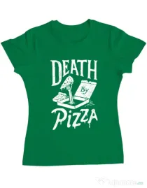 Tricou ADLER dama Death By Pizza Verde mediu