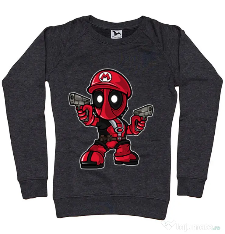 Bluza ADLER dama Mario Deadpool Negru melanj
