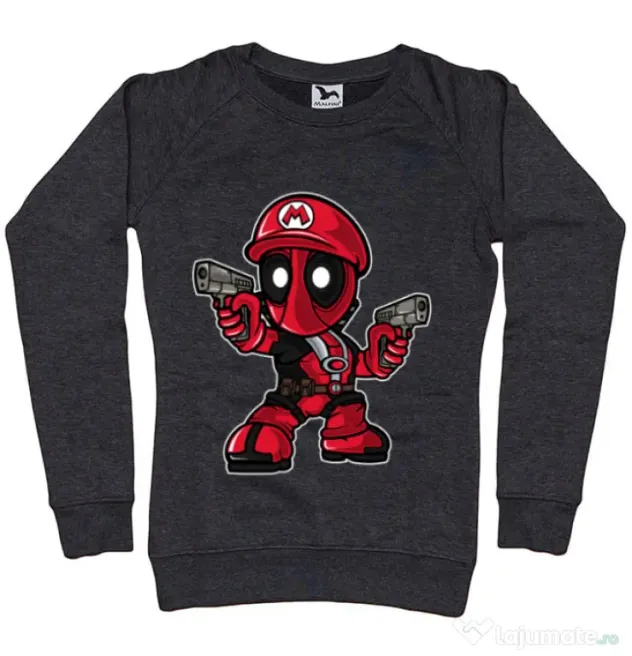 Bluza ADLER dama Mario Deadpool Negru melanj