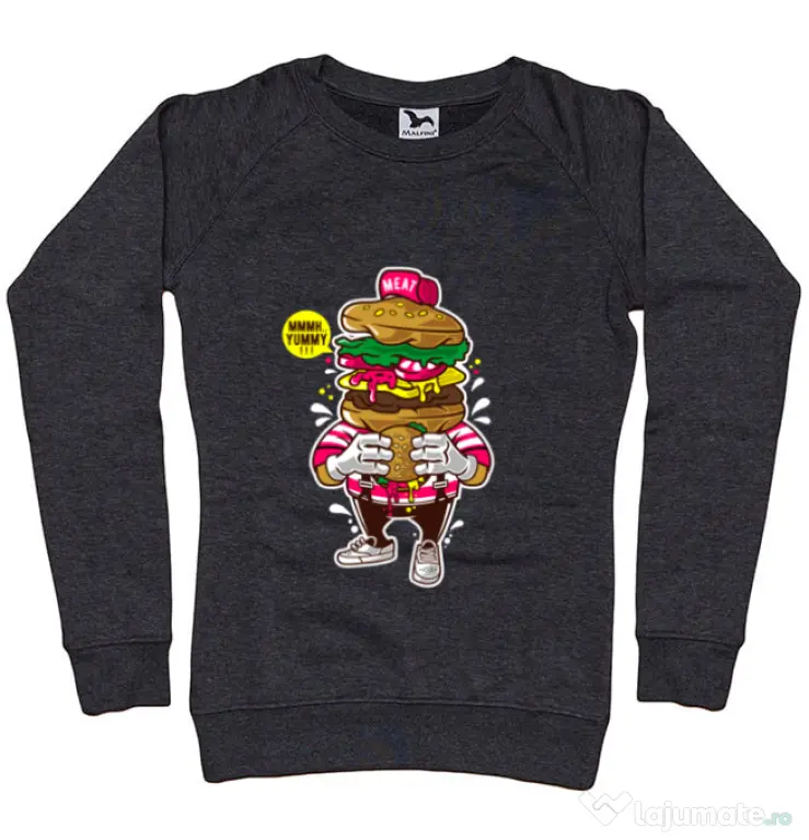 Bluza ADLER dama I Love Burger Negru melanj