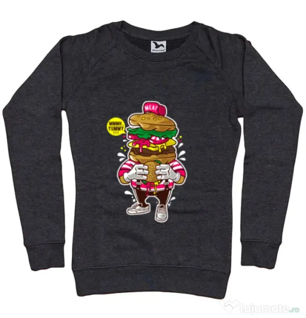 Bluza ADLER dama I Love Burger Negru melanj
