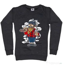 Bluza ADLER dama Pizza Beard Negru melanj