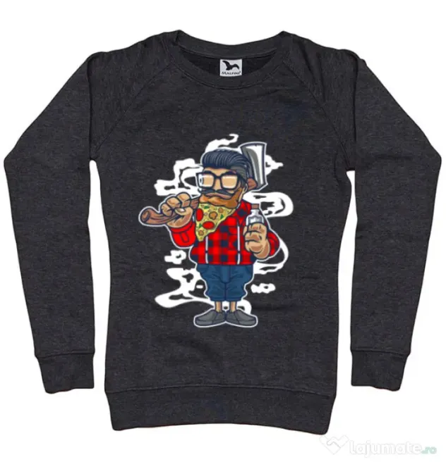 Bluza ADLER dama Pizza Beard Negru melanj