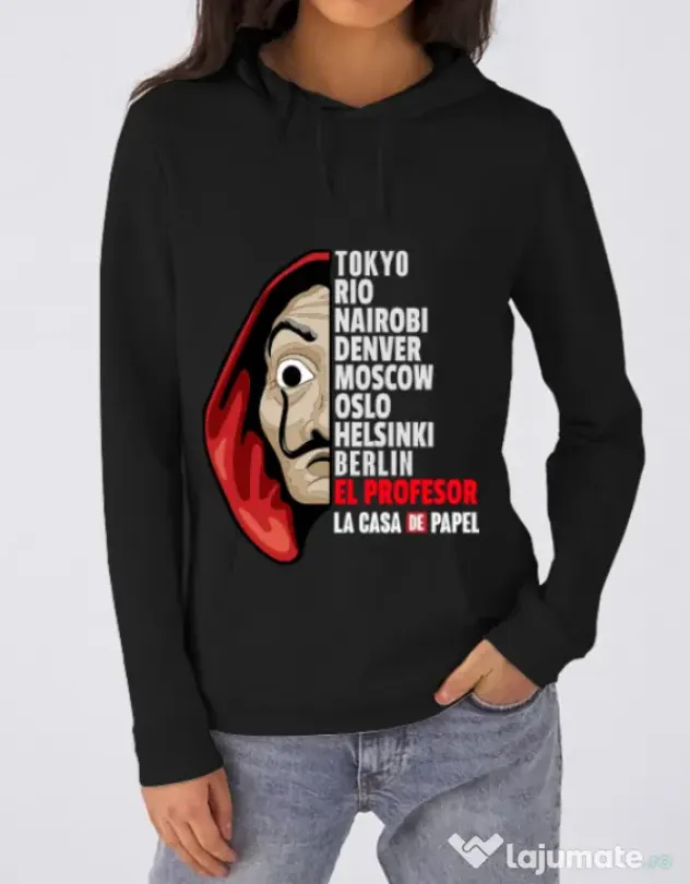Hoodie dama cu gluga The team Negru