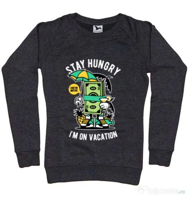 Bluza ADLER dama Stay Hungry Negru melanj