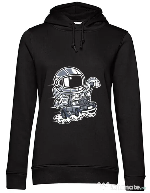 Hoodie dama cu gluga Space Racer Negru
